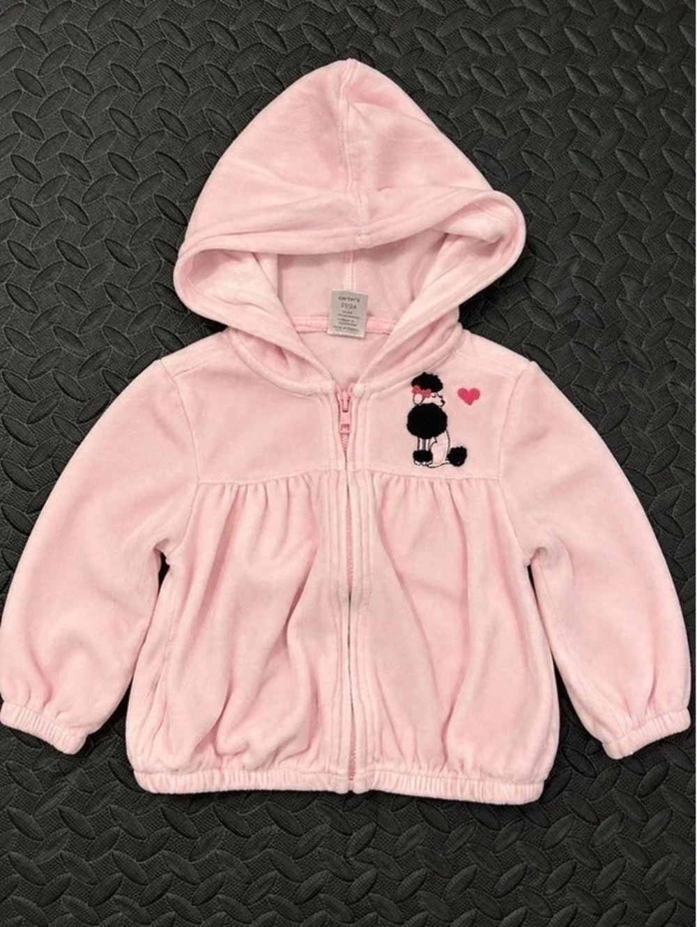 Vintage Gymboree Pink Velour Poodle Hoodie Jacket 2T | Y2K